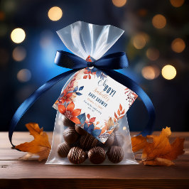 Blauw | Terracotta Oh Boy Herfst Floral Baby showe Bedankjes Labels