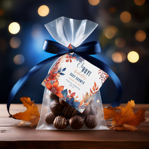 Blauw Terracotta Oh Boy Herfst Floral Baby showe Bedankjes Labels