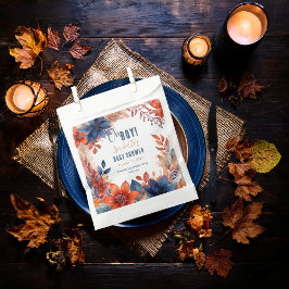 Blauw | Terracotta Oh Boy Herfst Floral Baby showe Bedankzakje