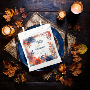 Blauw   Terracotta Oh Boy Herfst Floral Baby showe Bedankzakje