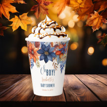 Blauw | Terracotta Oh Boy Herfst Floral Baby showe