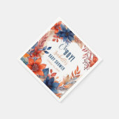 Blauw | Terracotta Oh Boy Herfst Floral Baby showe Servet (Hoek)