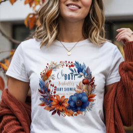 Blauw | Terracotta Oh Boy Herfst Floral Baby showe Tri-Blend Shirt