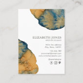 Blauw Terracotta Unieke geschilderde Waterverf Abs Visitekaartje (Achterkant)