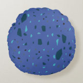 Blauw Terrazzo Design Aangepast Rond Kussen (Voorkant)
