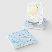 Blauw Terrazzo Patroon Stenen Onderzetter (Zijkant)