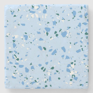 Blauw Terrazzo Patroon Stenen Onderzetter
