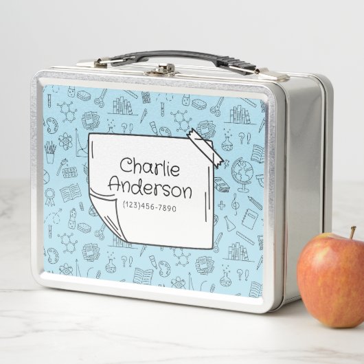 Blauw Terug naar School Iconen Lunchbox (In situ)