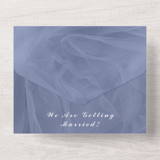 Blauw textiel, getextureerd afdrukken, elke kleur all in one uitnodiging (Achterkant)