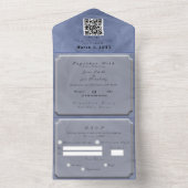 Blauw textiel, getextureerd afdrukken, elke kleur all in one uitnodiging (Binnen)