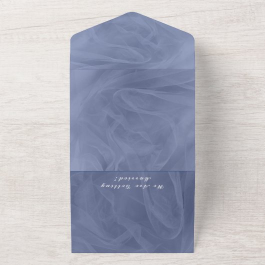 Blauw textiel, getextureerd afdrukken, elke kleur all in one uitnodiging (Buitenkant)