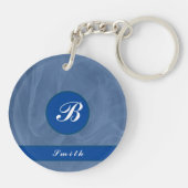 Blauw textiel, getextureerd afdrukken, elke kleure sleutelhanger (Achterkant)