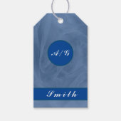 Blauw textiel, getextureerd afdrukken - om het eve cadeaulabel (Voorkant)