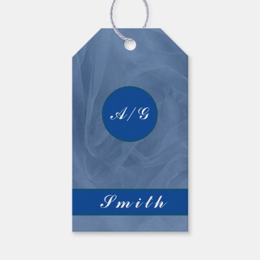 Blauw textiel, getextureerd afdrukken - om het eve cadeaulabel (Voorkant)