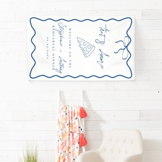 Blauw That's Amore Pizza Rehearsal Dinner Spandoek (Insitu)