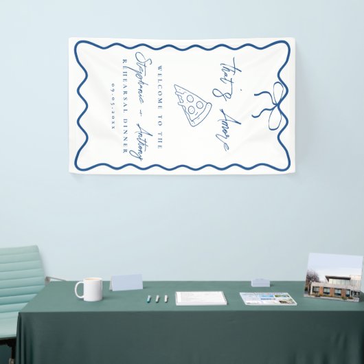 Blauw That's Amore Pizza Rehearsal Dinner Spandoek (Beurs)