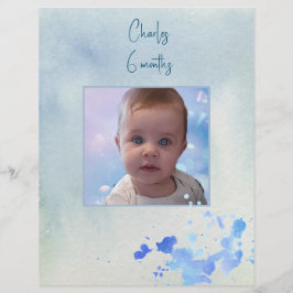 Blauw Thema Afbeelding Lijst Scrapbook Papier Blad