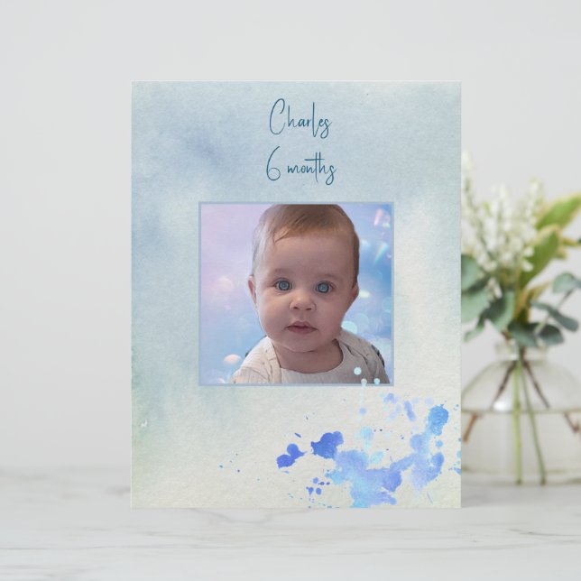 Blauw Thema Afbeelding Lijst Scrapbook Papier Blad (Staand voorkant)