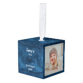 blauw thema baby eerste Kerstmis drie Foto Decoratie (Voorkant hoekig)