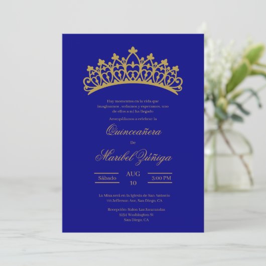 Blauw thema Quinceanera Kaart (Staand voorkant)