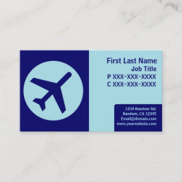 Blauw thema retro vliegtuig visitekaartjes