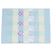 Blauw thema ruitpatroon groot cadeauzakje (Voorkant)