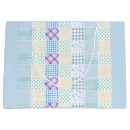 Blauw thema ruitpatroon groot cadeauzakje