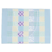 Blauw thema ruitpatroon groot cadeauzakje (Achterkant)