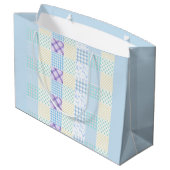 Blauw thema ruitpatroon groot cadeauzakje (Achterkant Gekanteld)