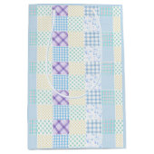 Blauw thema ruitpatroon medium cadeauzakje (Voorkant)