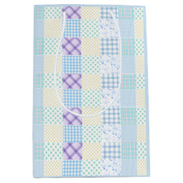 Blauw thema ruitpatroon medium cadeauzakje