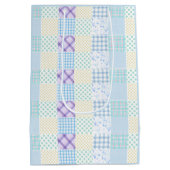 Blauw thema ruitpatroon medium cadeauzakje (Achterkant)