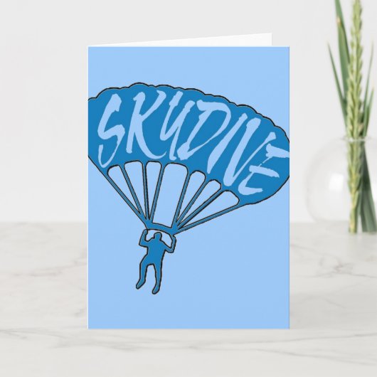 Blauw thema skydiver wenskaart kaart (Voorkant)