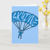 Blauw thema skydiver wenskaart kaart (Gele Bloem)