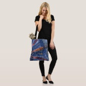 Blauw Tiedie Schoudertas Tote Bag (Op model)