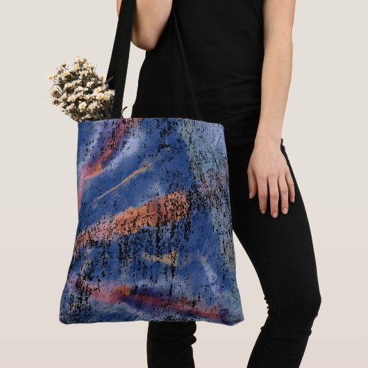 Blauw Tiedie Schoudertas Tote Bag (Dichtbij)