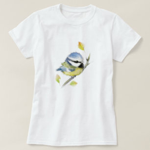 Blauw tiet vogel t-shirt