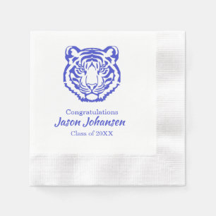 Blauw Tigher Hoogste School Mascotte Motief Feests Servet