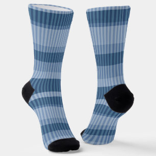 blauw tinten gestreept verticaal patroon sokken