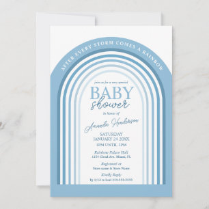 Blauw Tinten Jongen Regenboog Baby Baby Shower Kaart