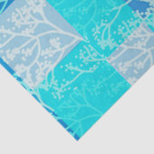 Blauw Tinten Loof Plaids Ontwerp Tissuepapier (Detail)