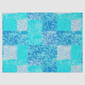 Blauw Tinten Loof Plaids Ontwerp Tissuepapier (Voorkant)