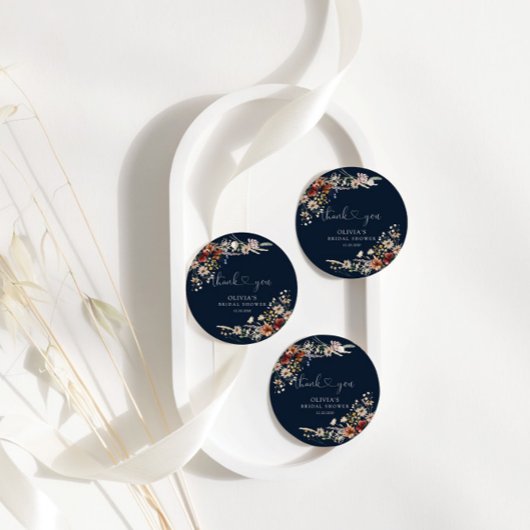 Blauw Tiny Wildflower Bruidscadeautag Bedankjes Labels