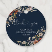 Blauw Tiny Wildflower Bruidscadeautag Bedankjes Labels (Voorkant)
