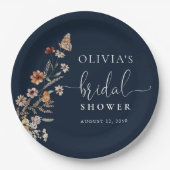 Blauw Tiny Wildflower Bruiloft Feest  Papieren Bordje (Voorkant)