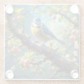 Blauw Tit 1 Glazen Onderzetter (Achterkant)