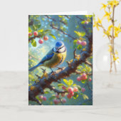 Blauw Tit 1 Kaart (Gele Bloem)