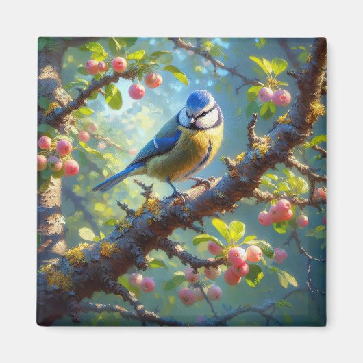 Blauw Tit 1 Magneet (Voorkant)