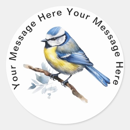 Blauw tit ronde sticker (Voorkant)