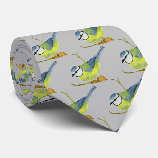 Blauw tit stropdas (Opgerold)